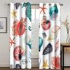 Marine Animal and Plant Theme High Blackout Curtains Shell Pattern Thick Clackout Drape Various Styles Bedroom Home Curtain Hot