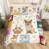Dog Lover Duvet Cover Hand Drawn Paw Print Doodles Circular Pattern Drawing Style Animals Bedroom Decorations Coral Turquoise