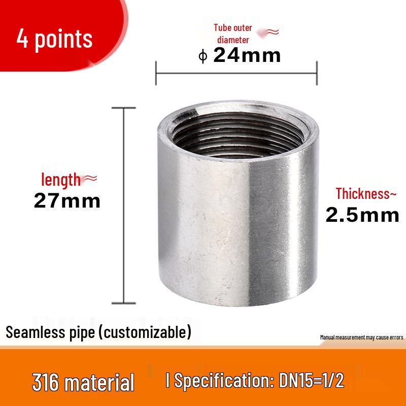 

Пряма муфта з внутрішньою різьбою з нержавіючої сталі 304, чоловічий перехідник для труб 1/2 дюйма та 3/4 дюйма