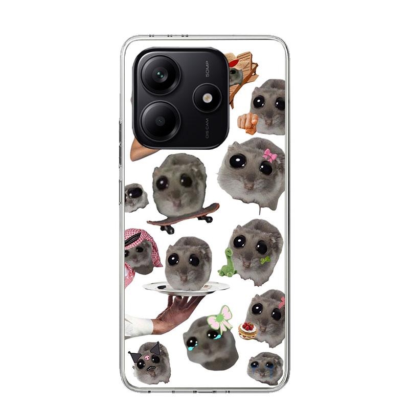 Funny Sad Hamster Meme Phone Case For Xiaomi Redmi Note 15 14 13 12S 12 Pro Plus 11S 11E 11 11T 10S 10 Art Soft Pattern Cover Re