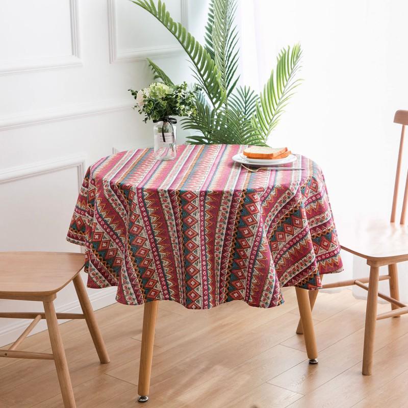Round Cotton Linen Tablecloth 150cm Modern Minimalist Marble Print Dining Table Cover Kitchen Home Decor