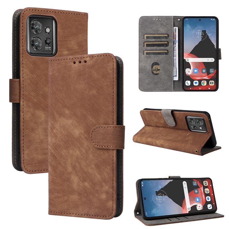 

Кожаный чехол-книжка для Motorola ThinkPhone PU Чехол для телефона с полной защитой корпуса, противоударный с [блокировкой RFID] for Motorola ThinkPhone коричневый