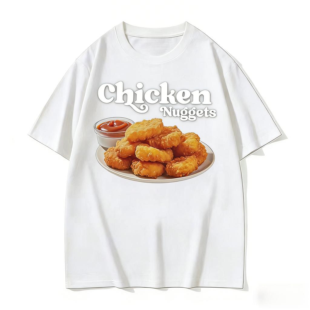 Cotone Pollo Fritto Divertente Stile Vintage Grafica Meme T-shirt Uomo Hip Hop Gotico Oversize T-shirt Comode