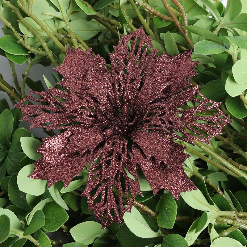 10 Stück 11/16cm Weihnachtsdekoration Glitzerblumen Weihnachtsbaumanhänger für Heimdekor Weihnachten Navidad Neujahr 2026 Ornamente