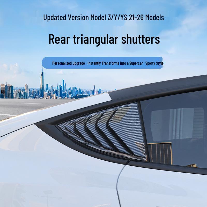 

Compatible Rear Quarter Window Louvers for Tesla Model Y3/YS - Modified Car Accessories. Y/YS Rear Louvers 21-26 - Gloss Black