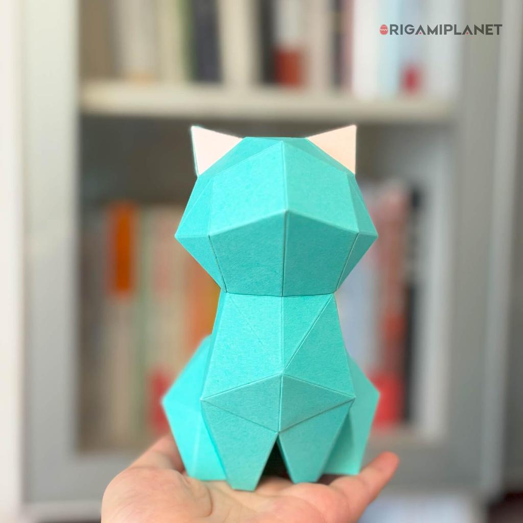 ORIGAMIPLANET 3D Origami Craft Kit Moonlit Cat Paper Home Paper 3D Paper Handmade Home DIY Craft Set for Gift for Adults and Kids Ages - Kitten,