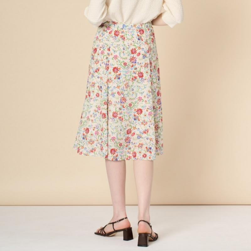BCBG Flower Print Banding Skirt B3m3s209