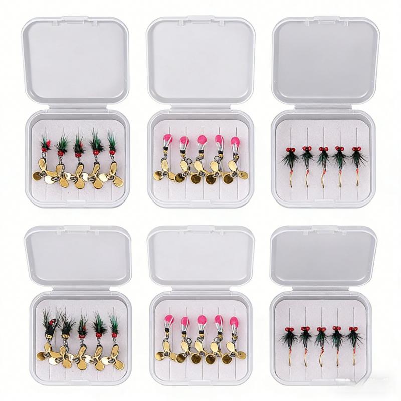 Rattlesnake Fly Lure Night Glow Ice Silk Shrimp Set5PCSNymph Micro Bait Horse Mouth Bionic Fishing Lure for Bass and Perch