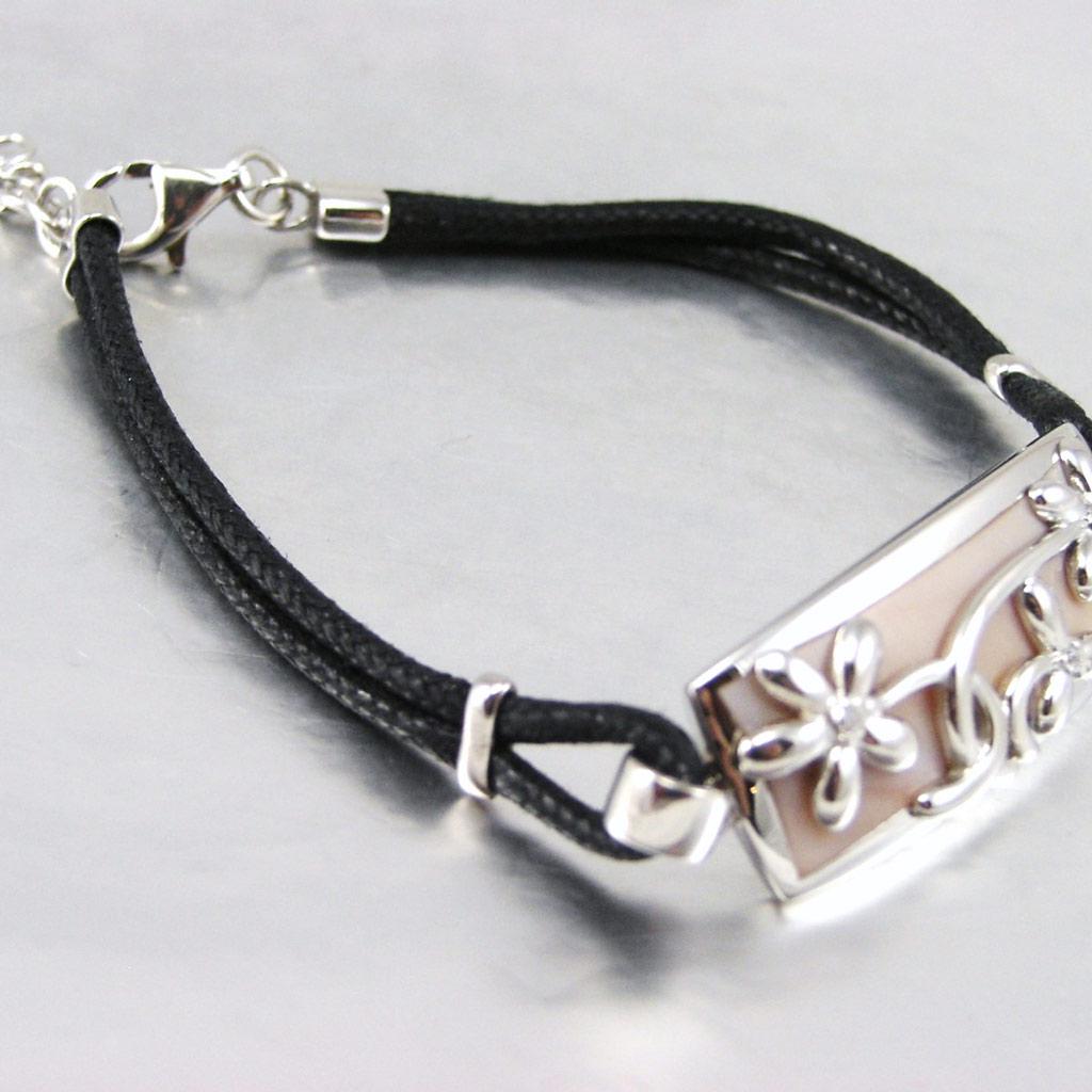 Altesse [F6989] - Silver Bracelet 'Rêve En Nacre' Pink - 35x11 Mm