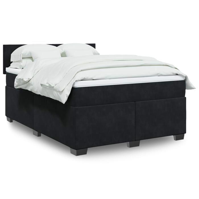 VidaXL Sommier à lattes de lit avec matelas Noir 140x200 cm Velours 3286326