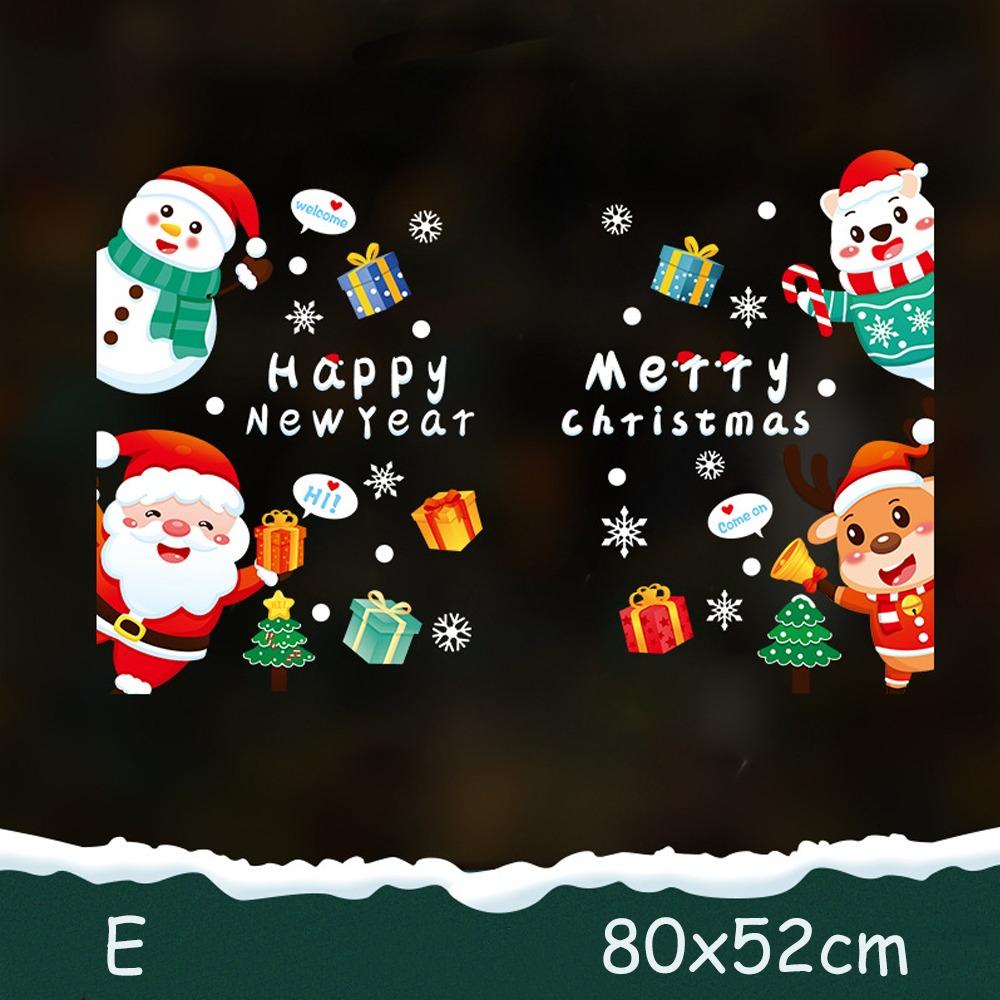 New 2025 Happy New Year Christmas Sticker Santa Claus PVC Window Sticker Xmas wreath Home Decor Xmas Decal Shopping Mall