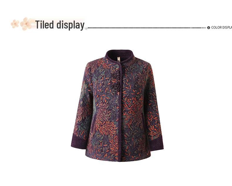 Plus-Size Fleece-Lined Cotton Coat for Middle-Aged and Elderly Women - Warm Winter & Autumn Jacket with Stand-Up Collar