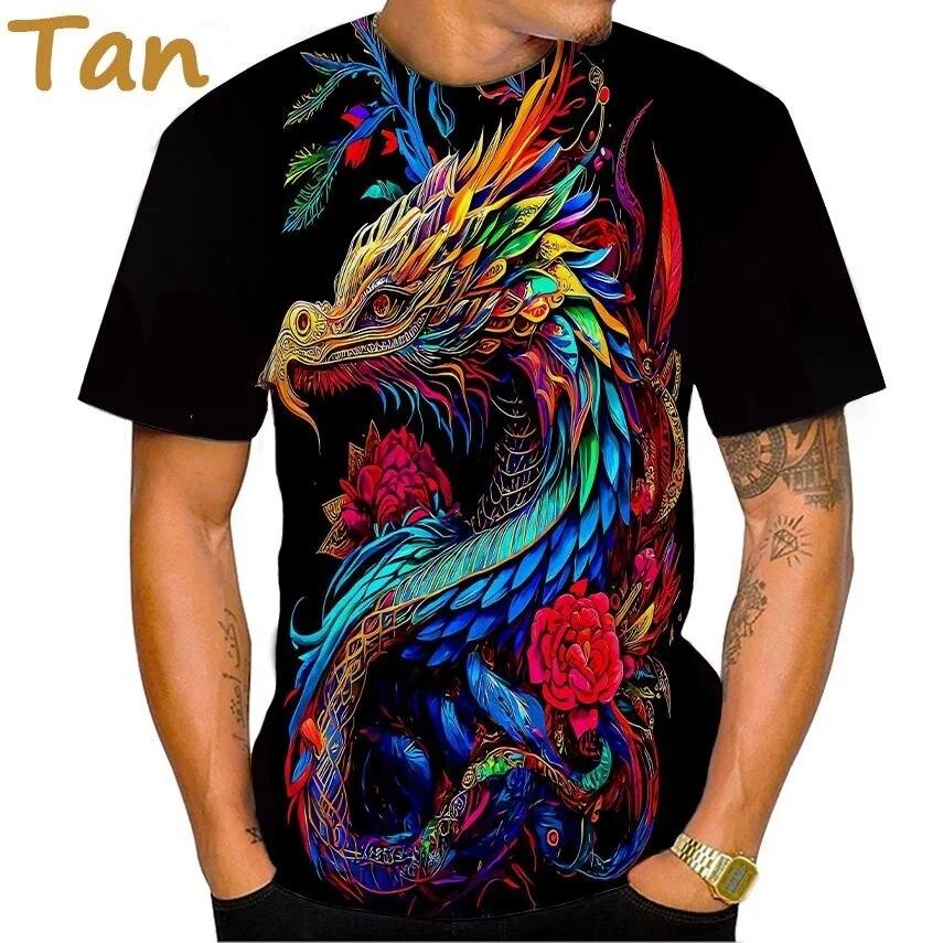 Cool Fashion Dragon 3D Printing T Shirt Casual Cartoon Anime Short Sleeve Tee