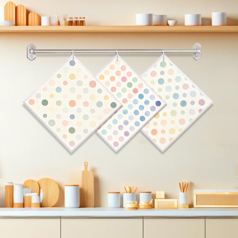

6PCS Cleaning Dishcloths Reusable Kitchen Dish Towels Colorful Dots Pattern Dishcloth Absorbent Lint Free Cloth Washable Duster Rags Tea Towels J131B-3PCS