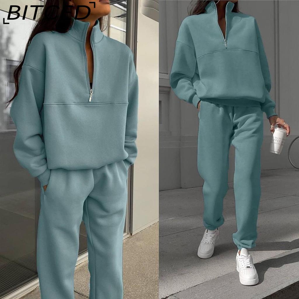BITCED Women's Versatile Casual Fashion Thickened Long-Sleeved Hoodie and Trousers Two-Piece Set