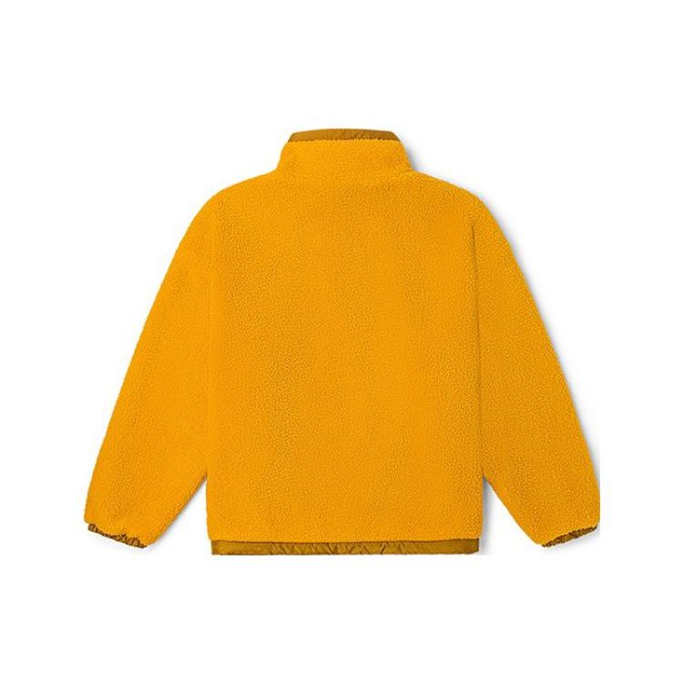 Vans Logo Print Front Zipper Pocket Spliced Long Sleeve Jacket Women Jackets Yellow VN0A5H6U1M7