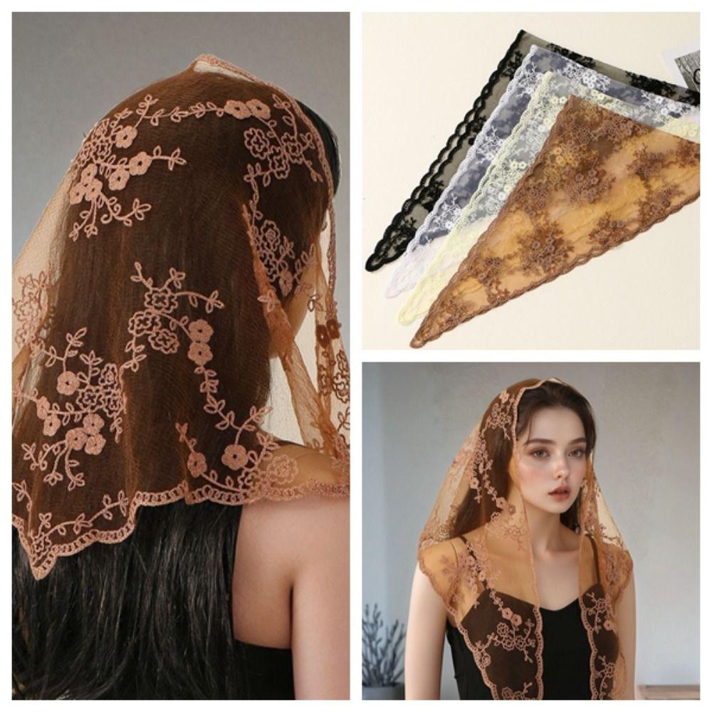 Cape Lace Scarf Veil Headband Cloak Flower Scarves Lace Shawl Lace Triangle Scarf Travel