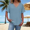 Women's Fashion V-Neck Short-Sleeve T-Shirt: -Color, Loose-Fit Casual Top