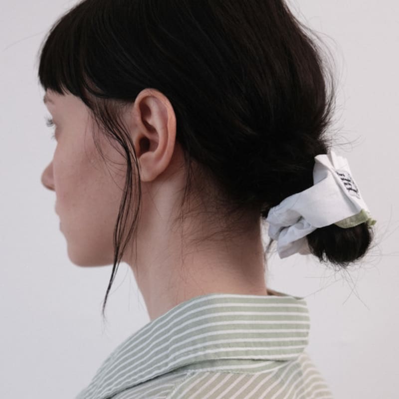 Ne Rory Layered Pleats Scrunchie (white+light Green)