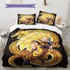 Son Goku Pattern Bedding,Quilt Set Quilt Cover Pillowcase Home Birthday Gift (1 * Duvet Cover + 2 * Pillowcase, Without Core)