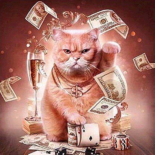 5D DIY Diamond Painting Full Round Cartoon Animals Cat Cross Stitch Kit Embroidery Mosaic Art Picture of Rhinestones Decor Gift