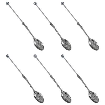 Creative DIY Coffee Stirring Spoons with Beaded Design Durable Alloy Construction Set of 6 Handmade Kitchen Tool