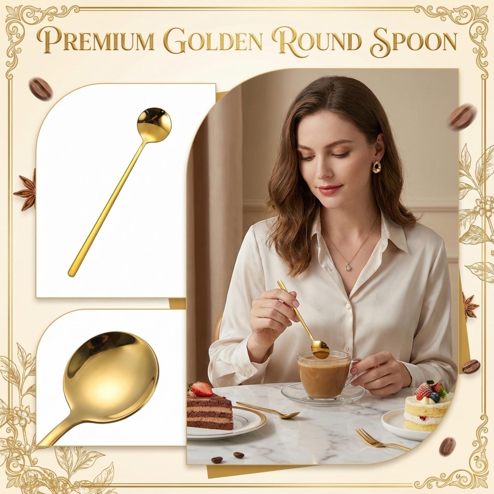 Home Stainless Steel Creative Round Headed Spoon One Size золотой