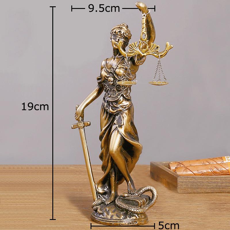 Gerechtigkeit und Gerechtigkeit Göttin Figuren Statue Schreibtischdekoration Mythischer Charakter Harzskulptur Raum Ästhetische Dekoration