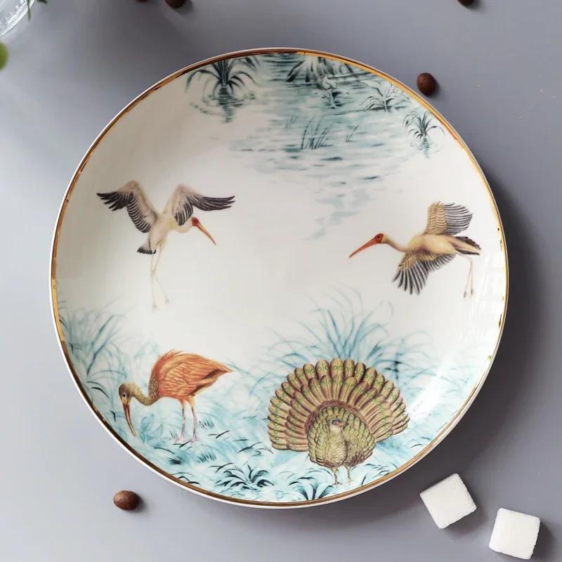 Nordic Ins Wind Ceramic Plates Dishes Bone China Animal Dessert Fruit Snack Plate Home Dinnerware Decoration