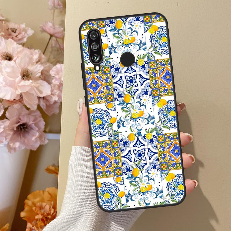Mediterranean Lemon For Huawei Nova 12i 8i 11i 12s 9 10 SE Y60 Y70 Y90 Y72 Y73 Y61 Y91 P60 Pro P30 P40 Lite Case