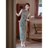 Green national style new Chinese daily long cheongsam improved young women's high sense retro slim sleeveless summer