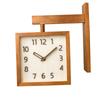 Wall Clock Simple Silent Square Double Sided Clock Wooden Decorative Corner Clock for Living Room