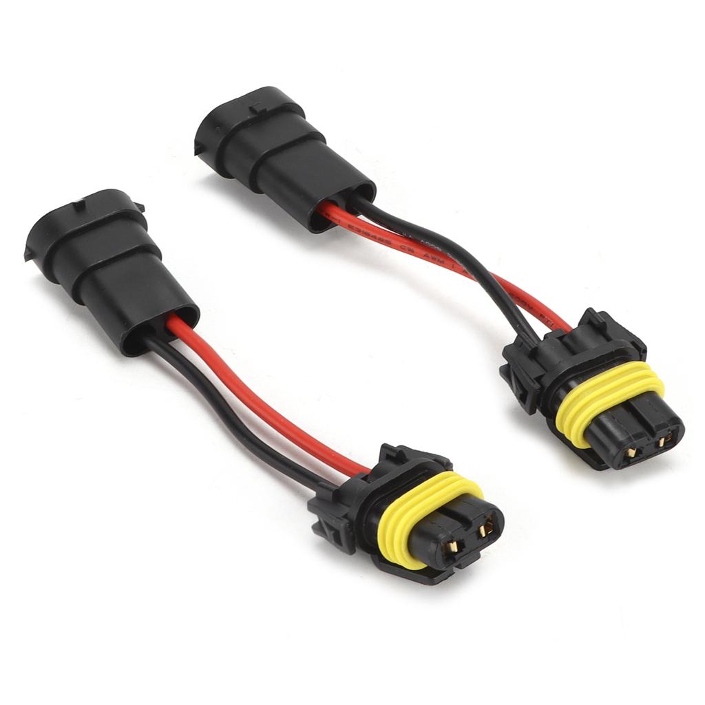 Pair H11 Male To 9005/9006 Female Adapter Headlight Fog Light Universal Plug and Play 12V‑24V