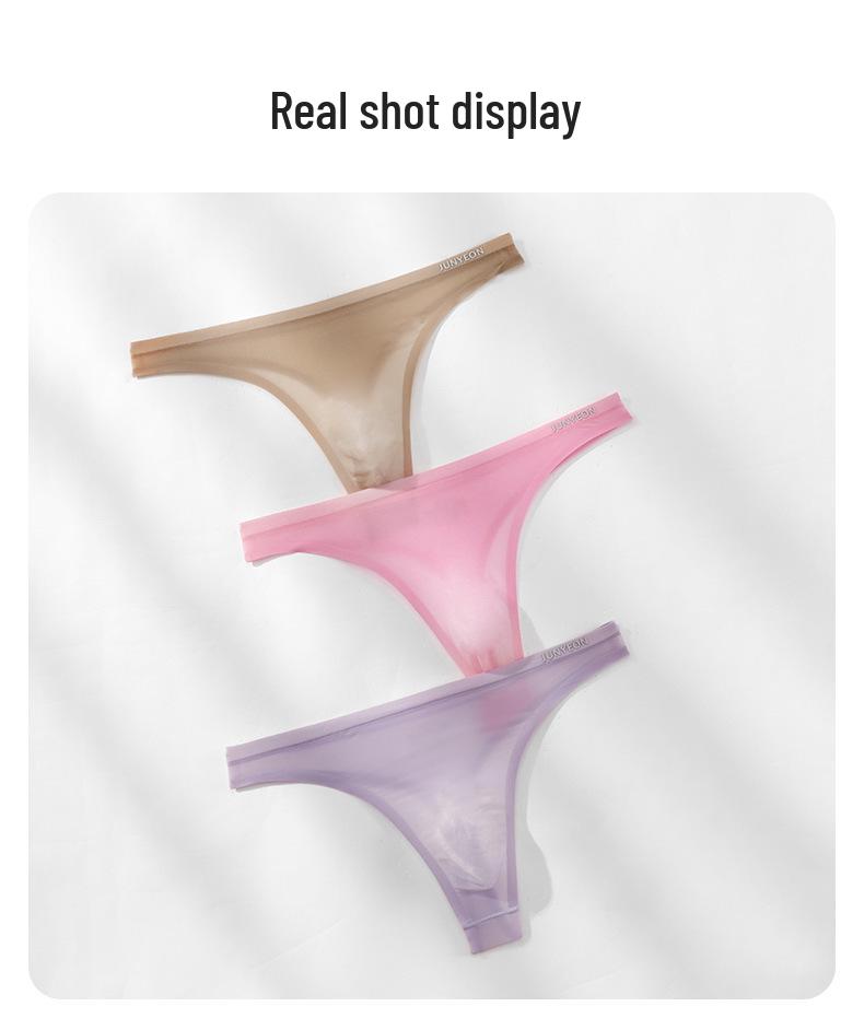 Men's Ultra-Thin Ice Silk Transparent Thong Underwear - Breathable, Sexy, and Comfortable for Summer.