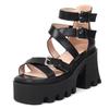Sexy Platform Women's Sandals Summer Shoes 2025 Punk High Heels Buckle Strap Slippers Black White Party Dance Shoes Female