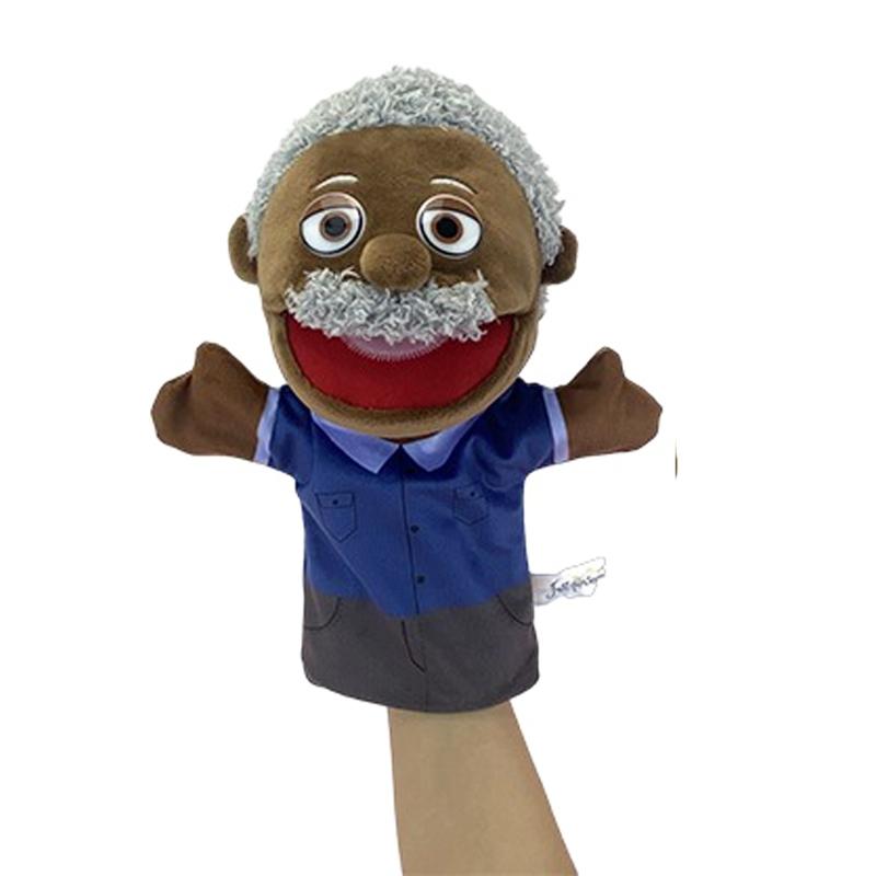 

1/2/6pcs Black Skin Family Member Hand Puppet Open Mouth Stuffed Glove Role Play Toy Story Telling Prop Mom Ventriloquist Muppet