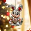 Seasonal Decorative Hanging Rabbit Easter Bunny Acrylic Pendant, Cute with Basket, 2D Car for Home Window Rearview Mirror Ornament, Bag Keychain