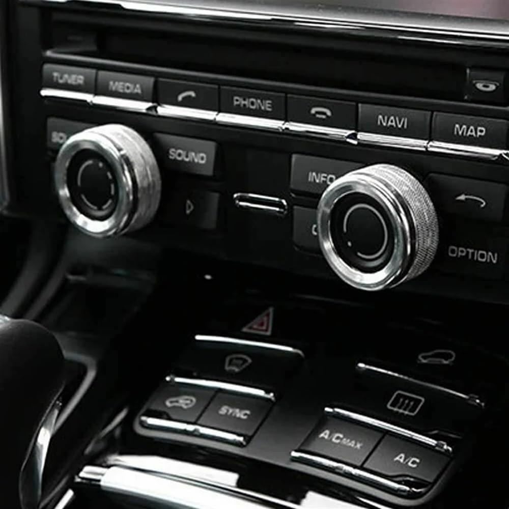 Car Interior Panel Compatible with Porsche 911, Cayenne, Macan, 718, Aluminum Car Volume Radio Knob Trim Cover, Car Button Switch Accessories