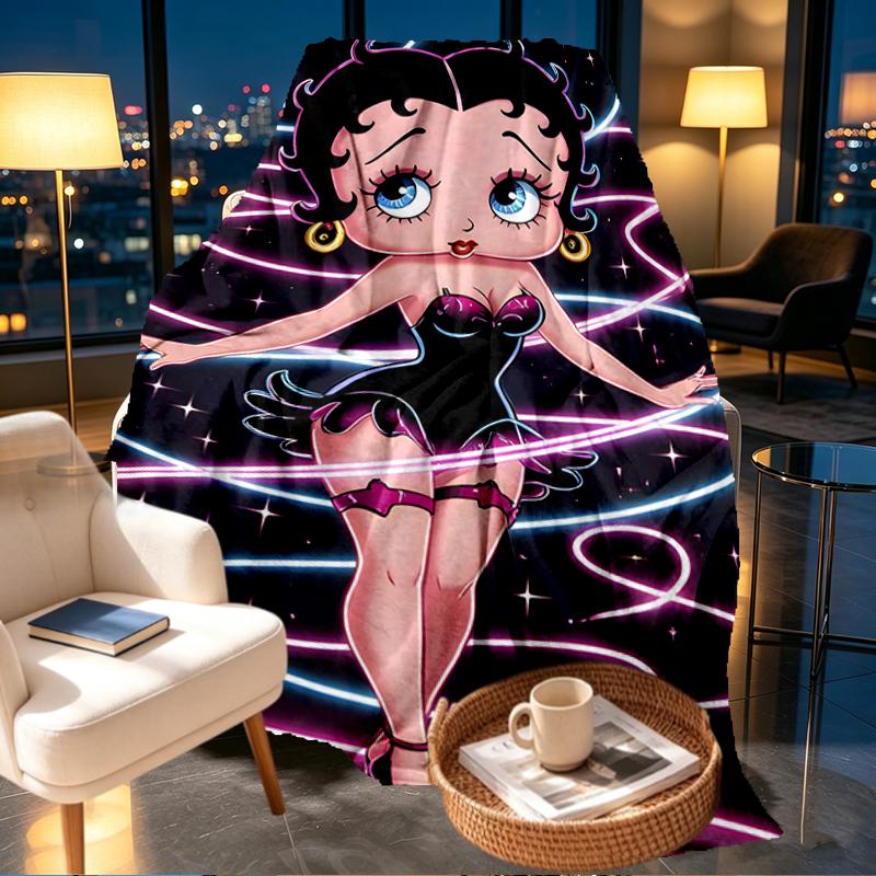 Betty Boop Print Blanket - Soft & Comfortable, for Bedroom, Travel, Sofa, Home Decoration - Birthday Christmas Gift for Friend