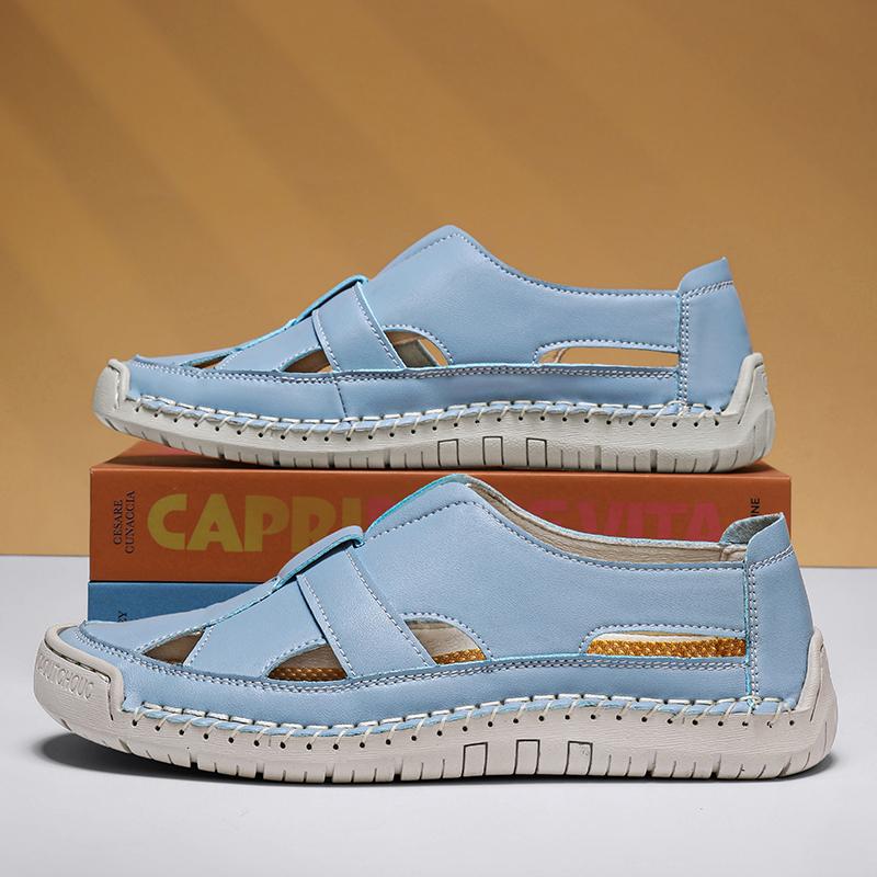 Fashion High Quality Men Sandals Leather Summer Men's Loafers Outdoor Breathable Couples Beach Sandals Roman Shoes