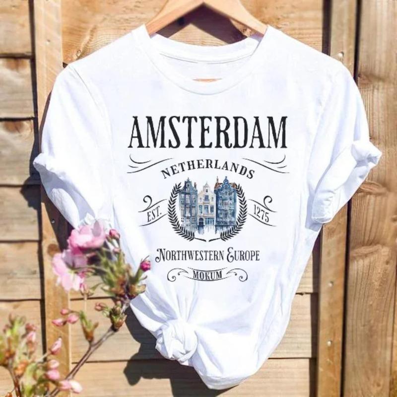 

Fashionable Tshirt Womens Personality Printed Series Allmatch Casual Oneck Commuter Comfortable Full of Energy Top Tshirt S