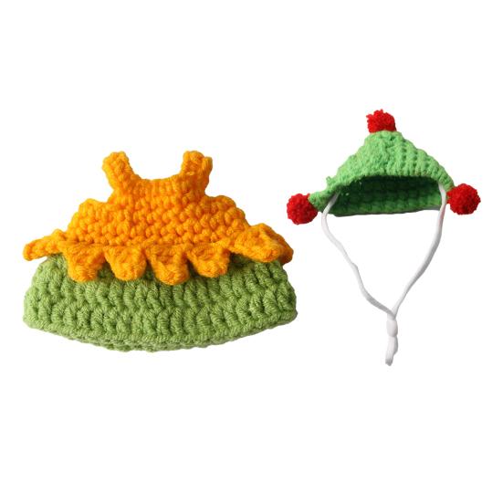 1 Set Abbigliamento per Criceti Cappello a Maglia con Cinturino Regolabile Top all'Uncinetto Costume per Criceti Porcellini d'India Piccoli Animali Accessori Pet