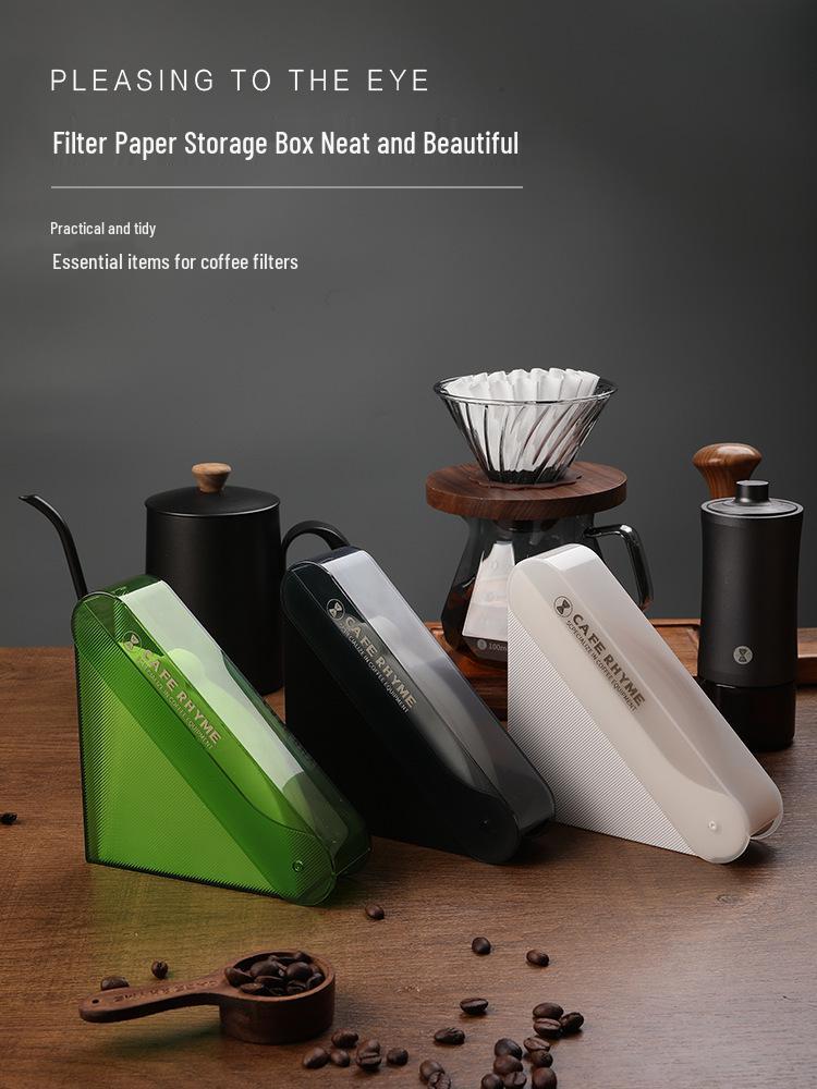 V60 Coffee Filter Paper Holder with Cover - Dust-Proof Storage Box for Hand-Brewed Filters