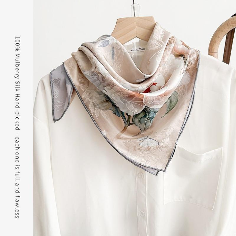 Silk dill medium double-sided heterochrome 53 square scarf female elegant high-end small scarf silk gift