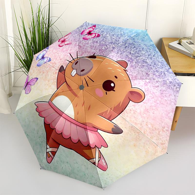 

Capybara Themed Travel Umbrella-8 Ribs Automatic Opening and Closing, Portable Folding Design, Compact and Stylish Umbrella Suitable for Out