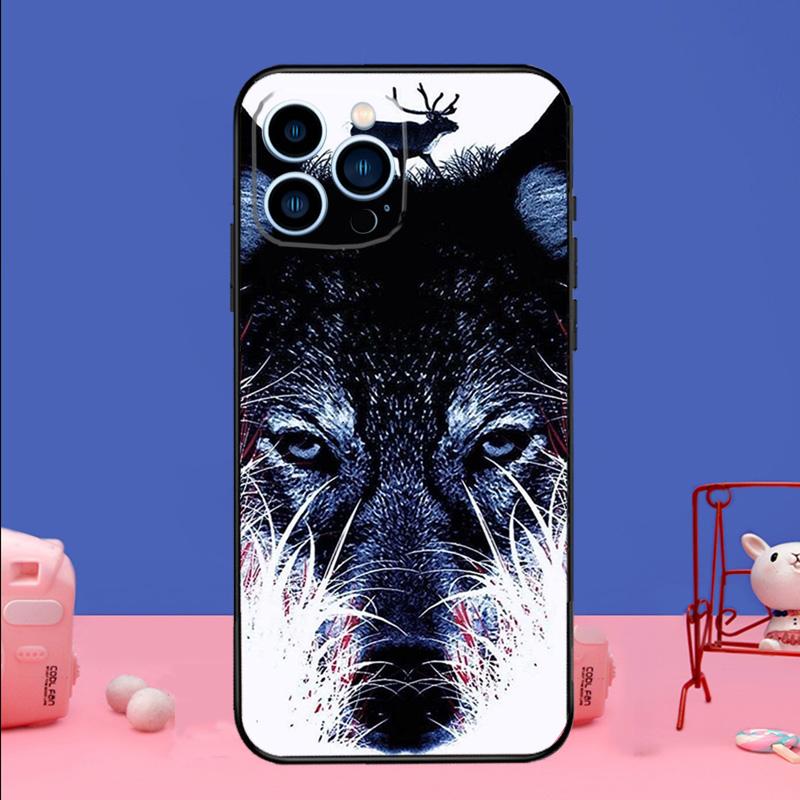 Wolf Art Black Phone Case For iPhone 17 Air 16 15 14 11 12 13 Pro Max 13 Mini 15 16 Plus 16e Bumper Cover