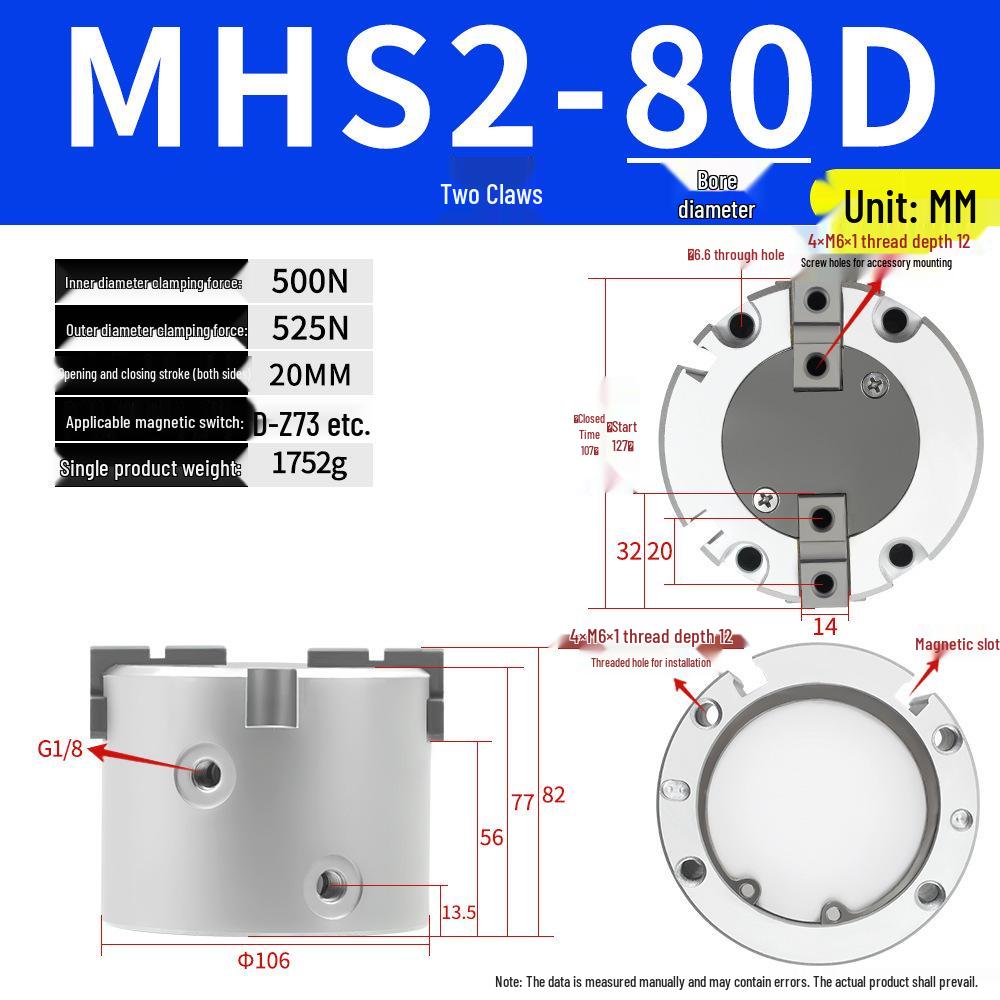 SMC Pneumatic Gripper Fingers: Two-Jaw, Three-Jaw, Four-Jaw MHS2/3/4-16D/25D/40D/50/63D