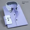 Men's Iron-Free Wrinkle-Resistant Color Block Long Sleeve Business Casual Shirt