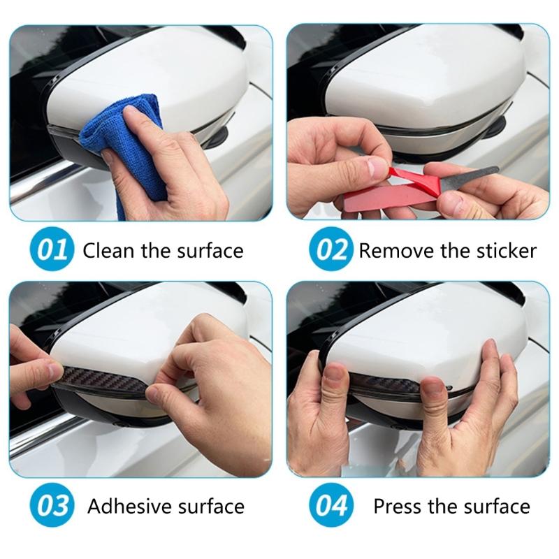Automotive Mirror Protective Edges Carbon Fiber Designs Auto Adhesive Universal Mirror Edge Protector for Travlel