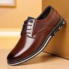 Men's PLUS SIZE PU Leather Solid Casual Shoes, Wear-resistant Non Slip Lace-up Dress Shoes, Men's Office Daily Footwear